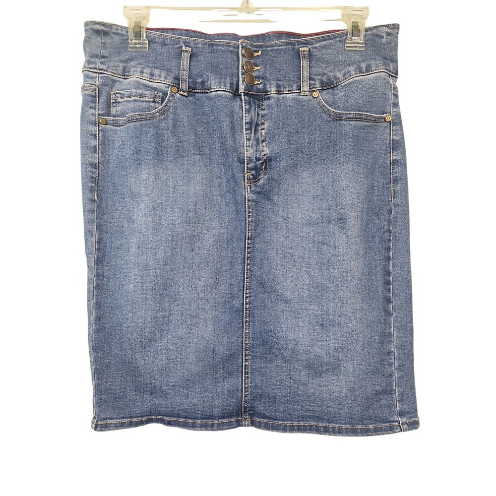 ONE5ONE Denim Pencil Skirt High Waisted Medium Wash Womens 1X